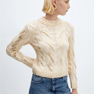 Cream and Gold Foil Knit Sweater